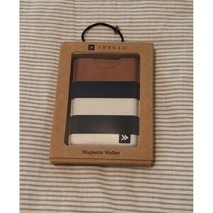 Thread Wallets Magnetic Wallet Rugby Leather Brown Synthetic Striped